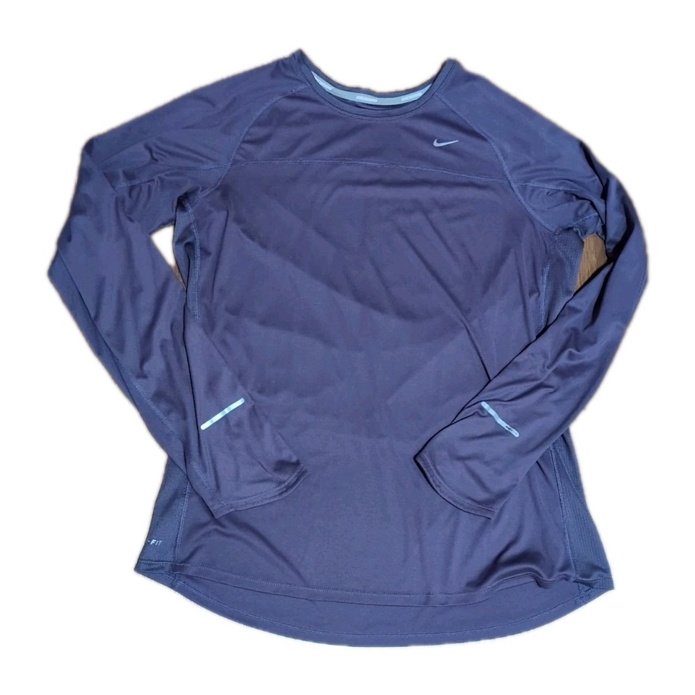 Nike XL Running Women Dri-Fit Miler Long Sleeve Crew Neck Athletic Shirt Purple